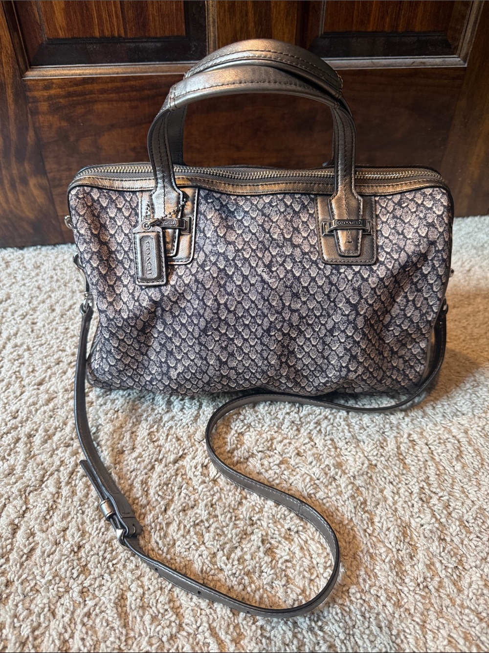 Coach Taylor Snake Print Top-Handle Satchel